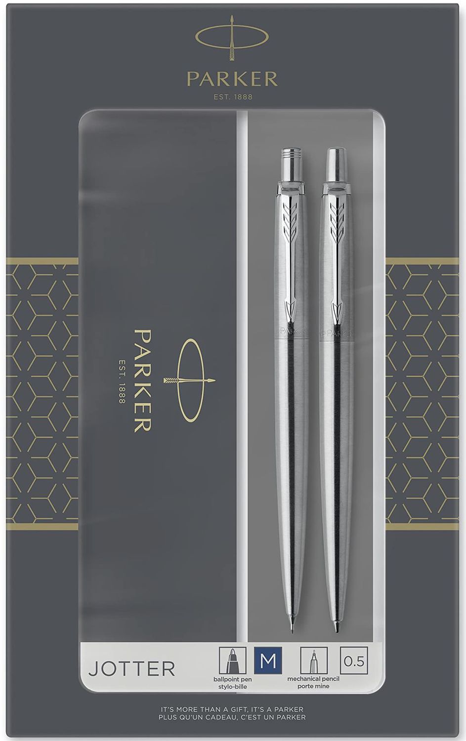 Set pix Parker Jotter Stainless Steel - Cu creion automat