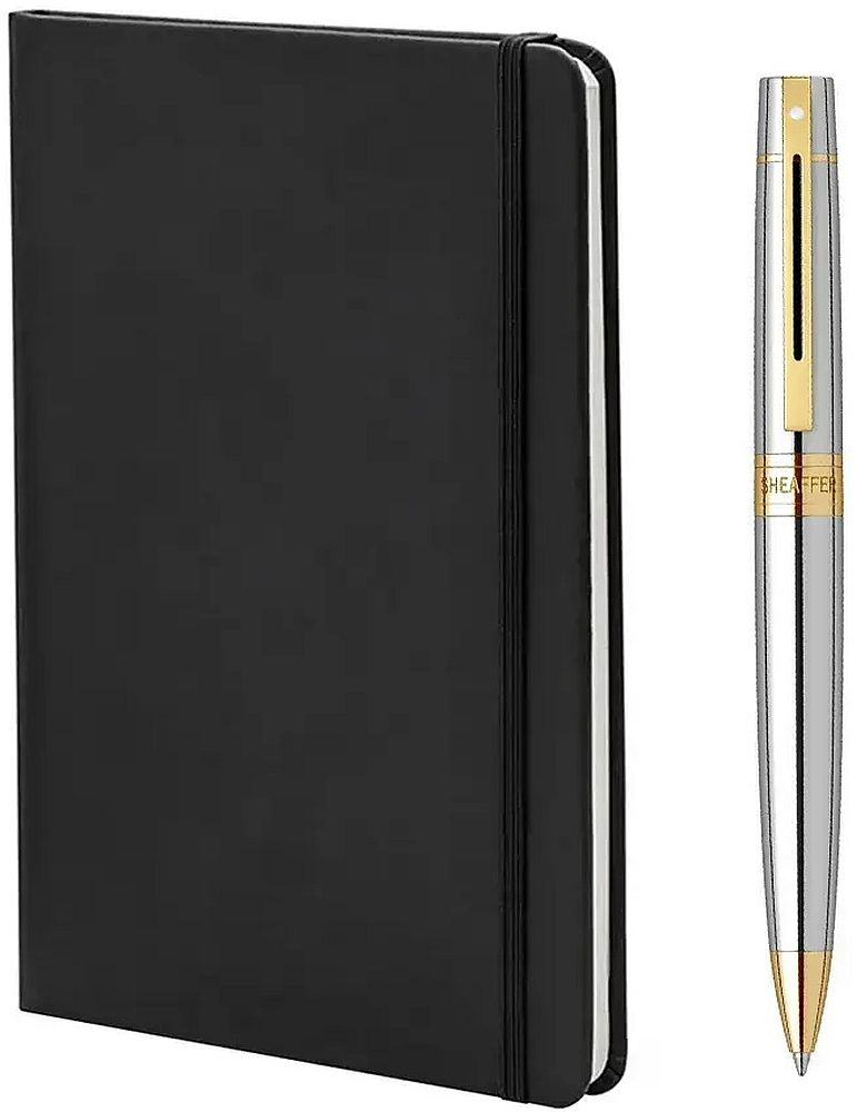 Set de pixuri  Sheaffer 300 - Bright Chrome, cu un caiet