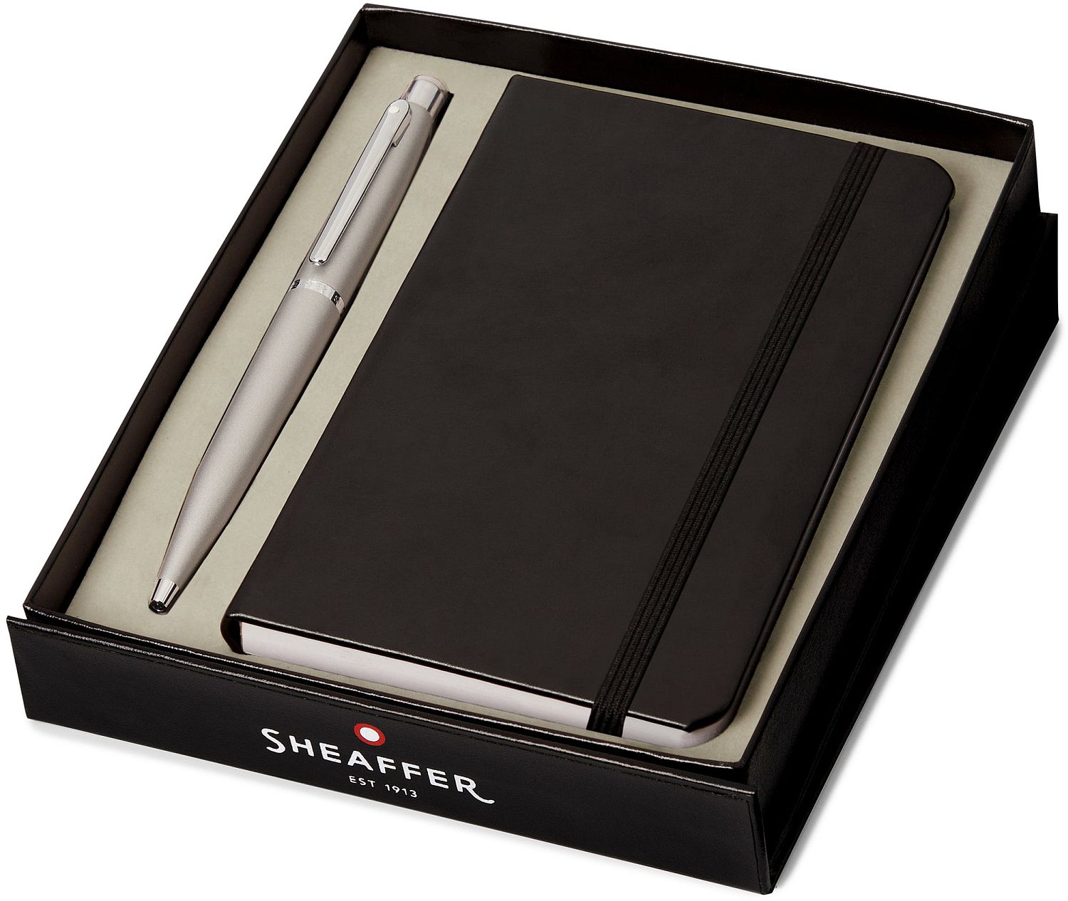 Set de pixuri  Sheaffer VFM - Strobe Silver, cu un caiet