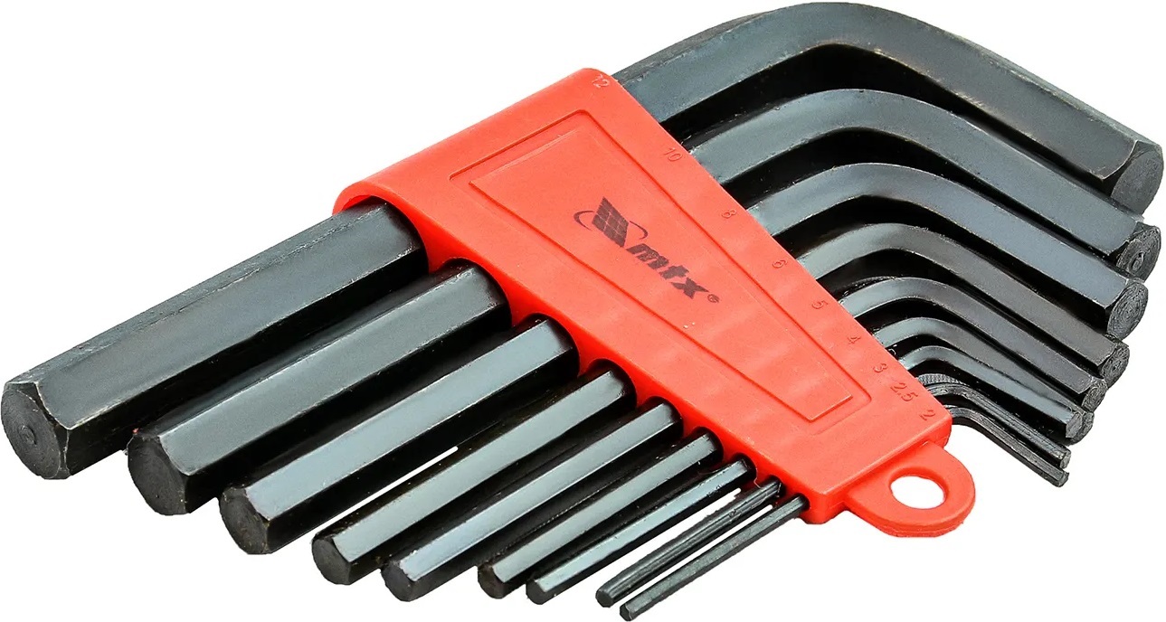 Set de chei MTX - HEX, 9 piese, 2-12 mm, scurte, oxidate