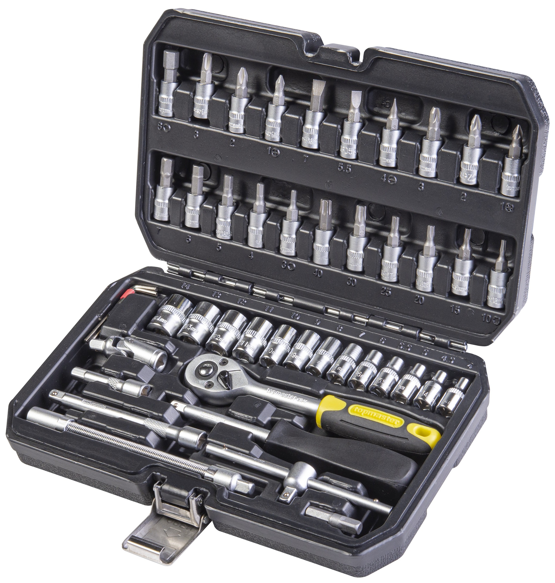 Trusă de scule Top Master - CR-V, 1/4'', prima generație, 46 piese