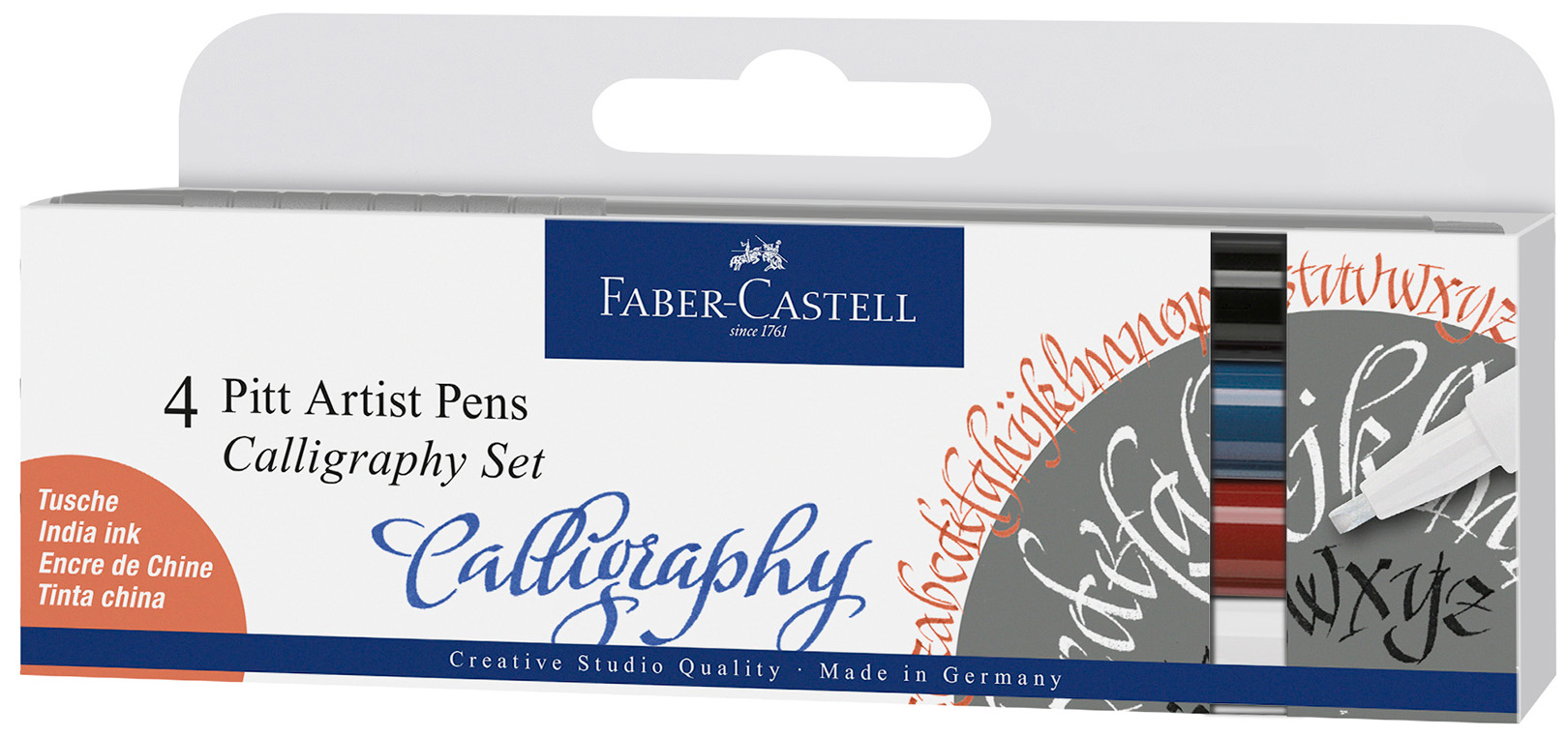 Set markere caligrafice Faber-Castell Pitt Artist - 4 culori