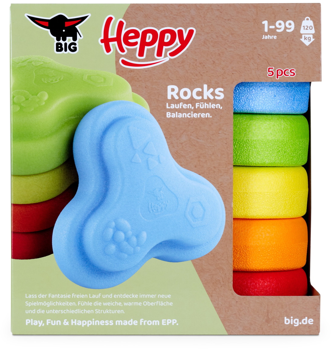 Set pietre pentru echilibru BIG - Heppy Rocks, 5 bucăți