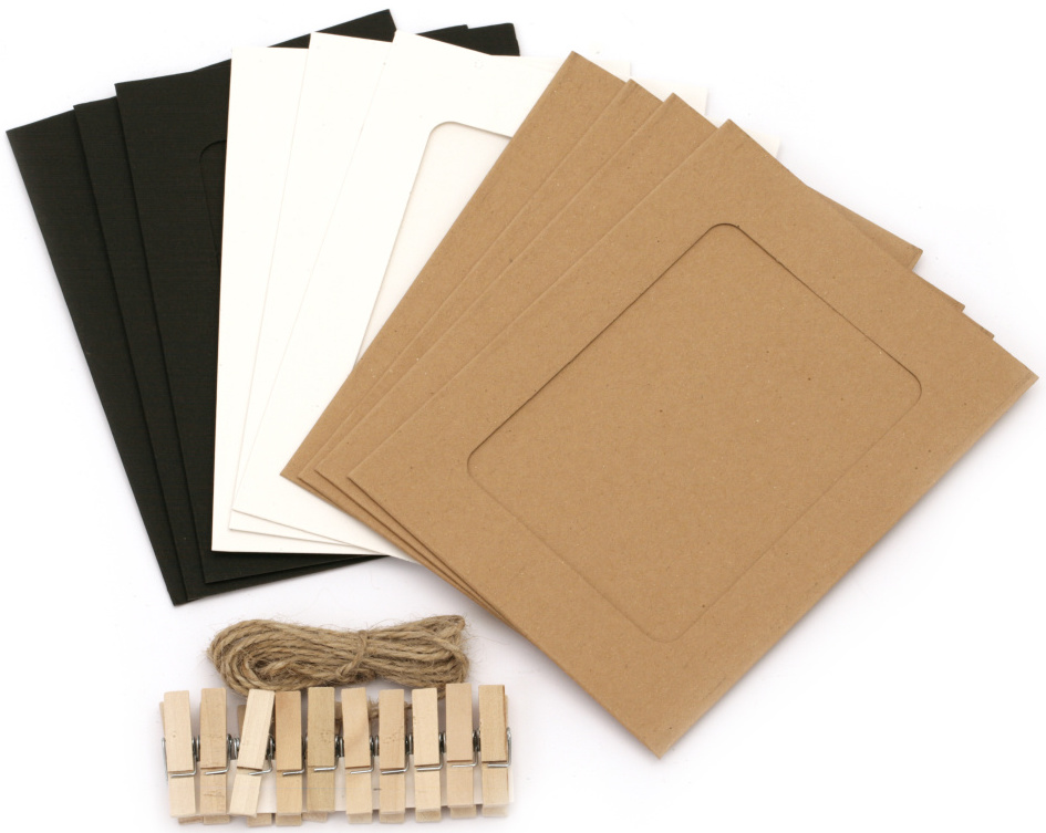 Set de rame din carton Em Art - 16.4 x 21.5 cm, alb/negru/maro (10 buc.)
