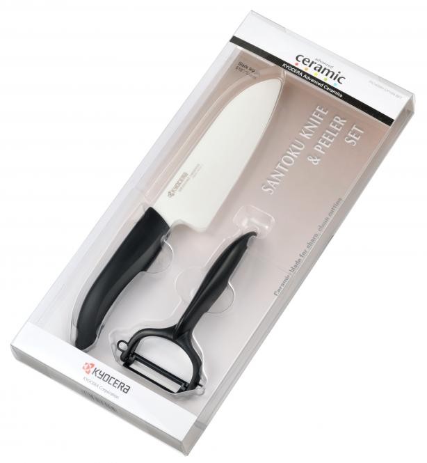 Set cuțit ceramic cu decojitor Kyocera - negru