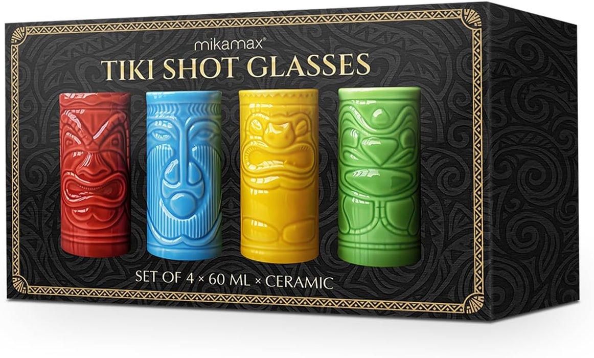 Set de căni ceramice Mikamax - Tiki, 4 buc, 60 ml