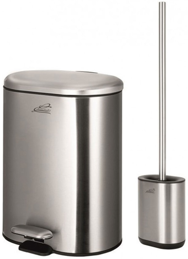 Set coș de toaletă și periuță Inter Ceramic - 8355SS, 6 L, cromat