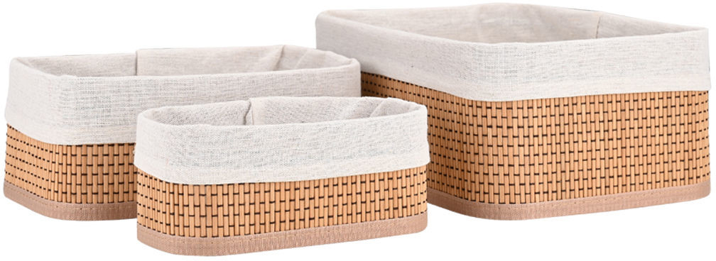 Set de coșuri Estia - Bamboo Essentials, 3 buc, bej
