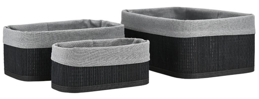 Set de coșuri Estia - Bamboo Essentials, 3 buc, negru