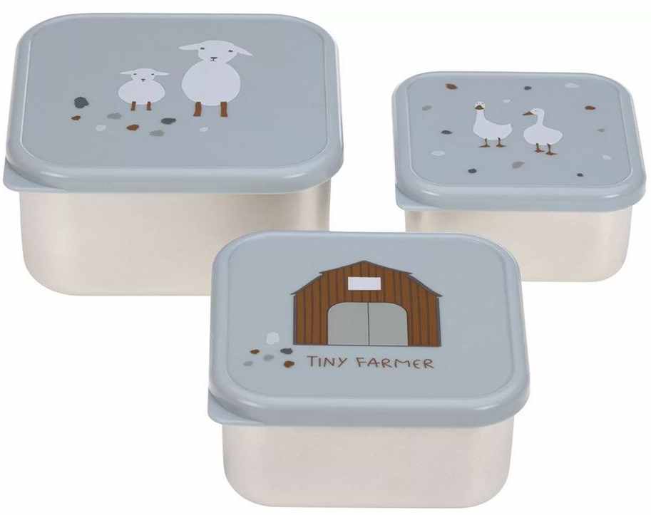Set de boluri Lassig - Tiny Farmer, 3 piese, albastru