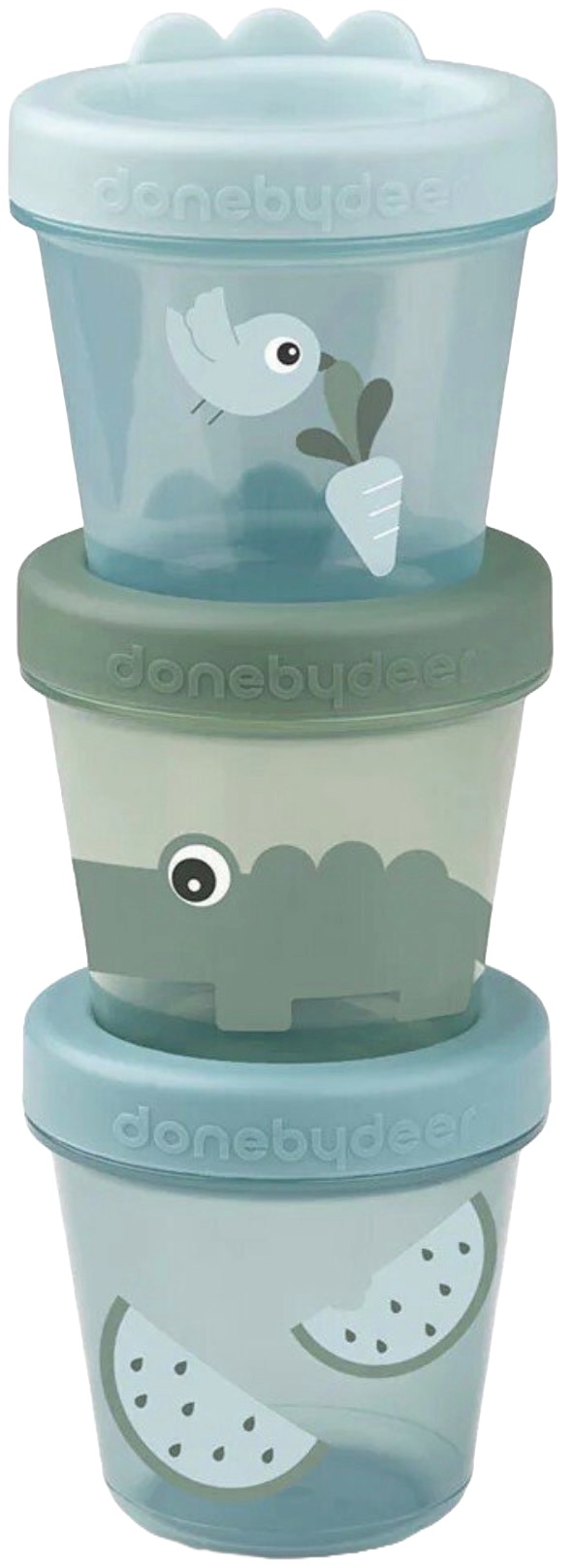 Set de boluri cu capac Done by Deer - Croco, green, 150 ml, 3 buc