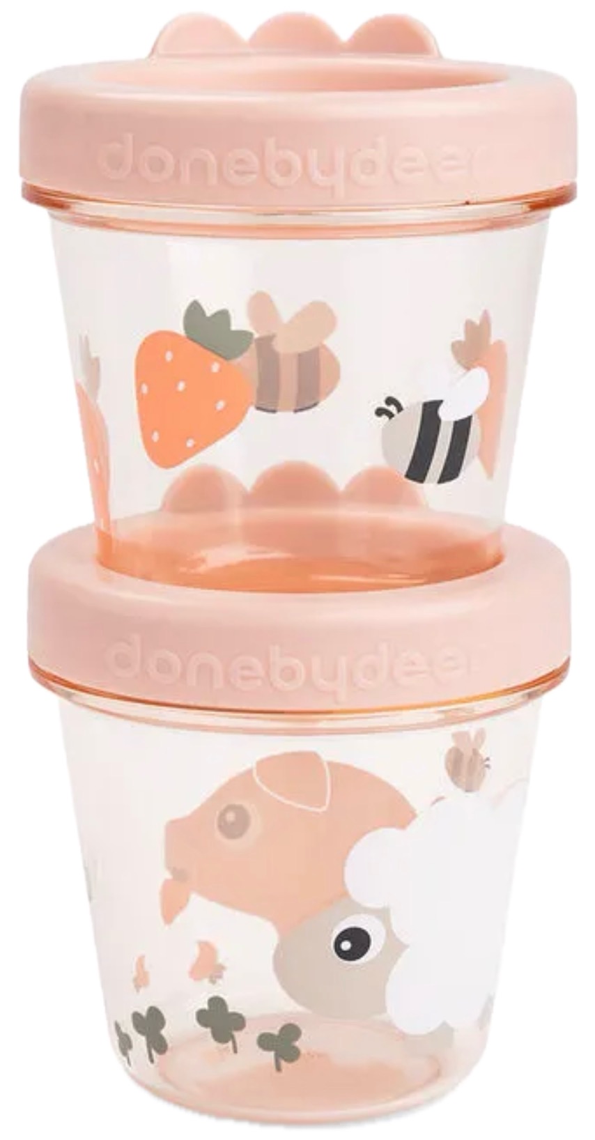 Set de boluri cu capac Done by Deer - Tiny farm, powder, 150 ml, 2 buc