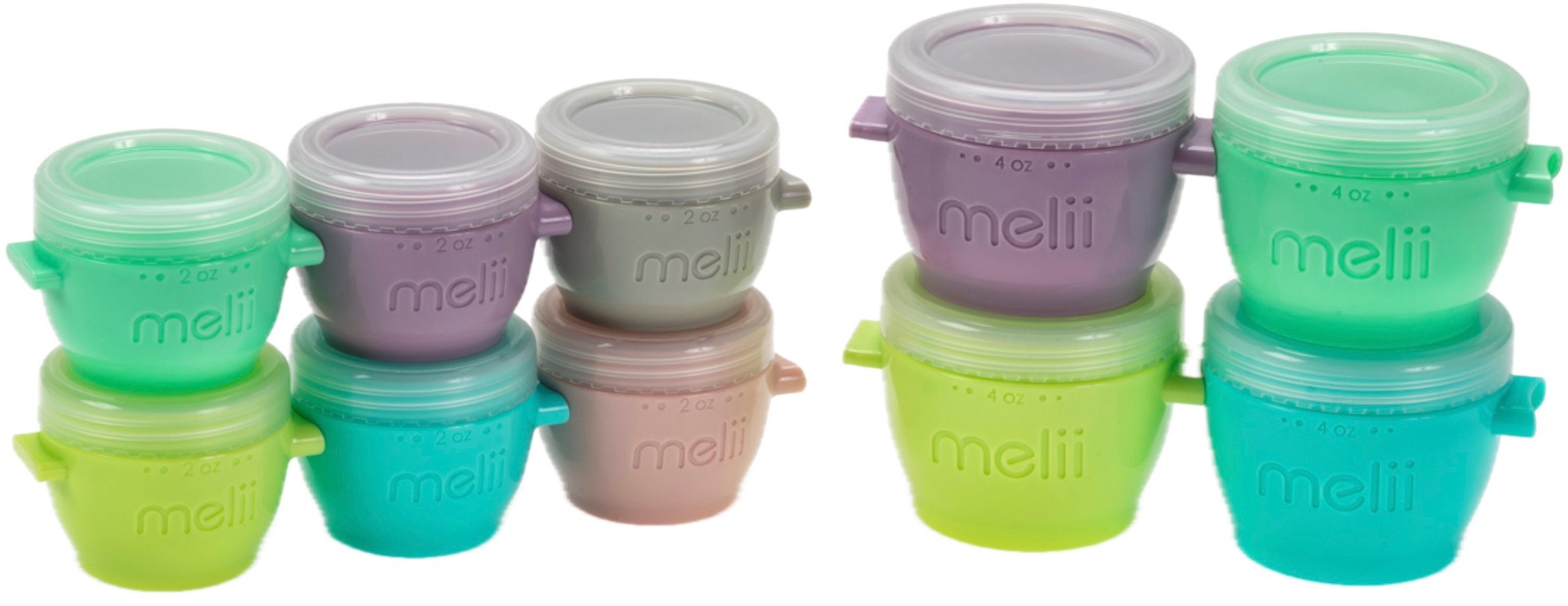 Set de boluri cu capac Melii - Multicolor, 6 x 59 ml, 4 x 118 ml