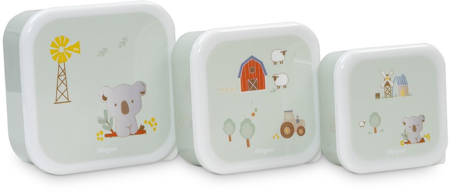 Set cutii pentru hrană Interbaby - Granja Koala, 3 bucăți, verzi