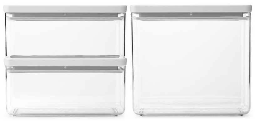 Set cutii pentru depozitarea produselor Brabantia - Tasty+ Stackable, Light Grey, 3 buc