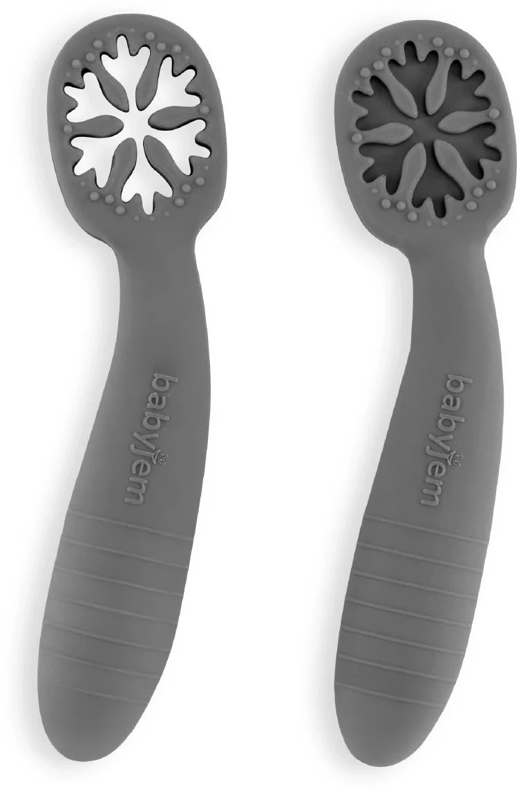 Lingurițe pentru bebeluși  Babyjem - My First Spoon, 2 bucăți , Grey