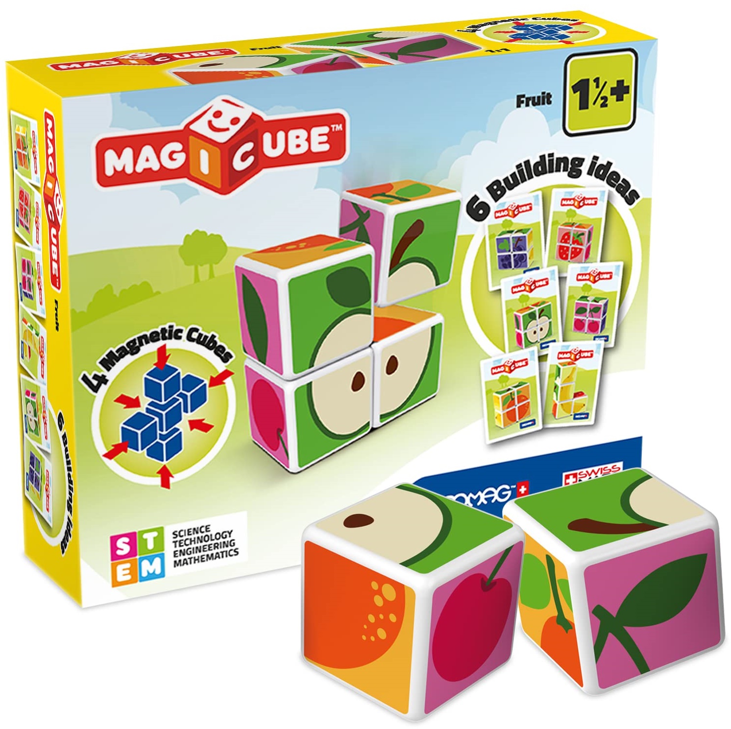 Set de cuburi magnetice Geomag - Magicube, fructe, 7 piese