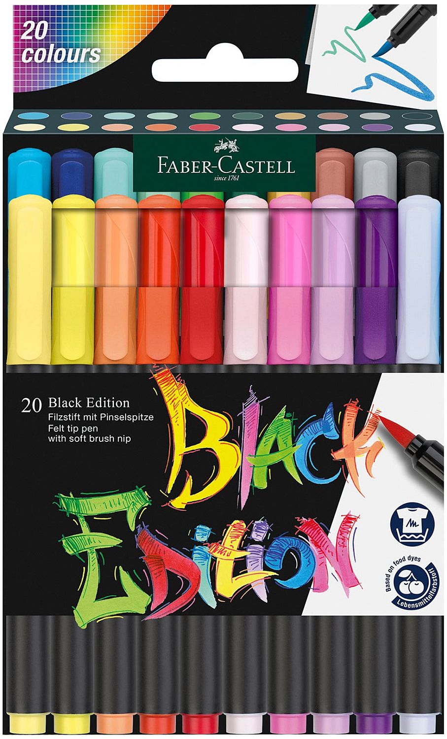 Set marker - pensule Faber-Castell Black Edition - 20 buc