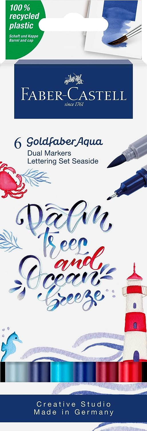 Set de markere Faber-Castell Goldfaber Aqua - Seaside, 6 bucăți