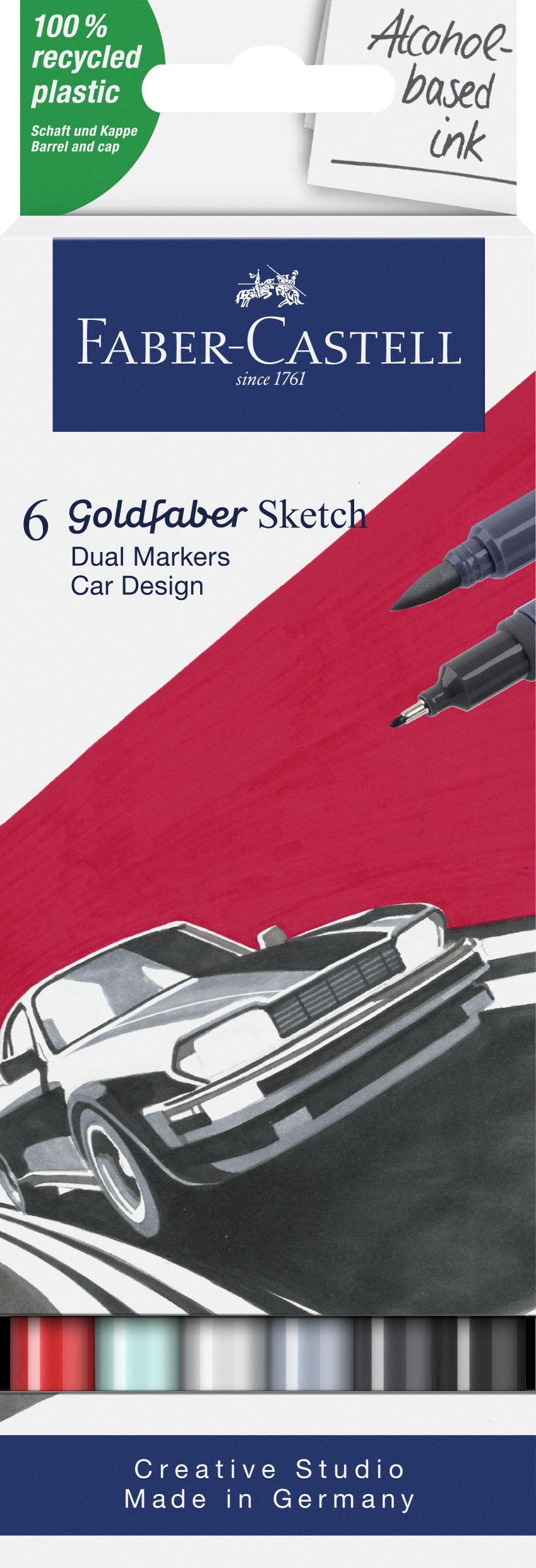 Set de markere Faber-Castell Goldfaber Sketch - Car, 6 culori