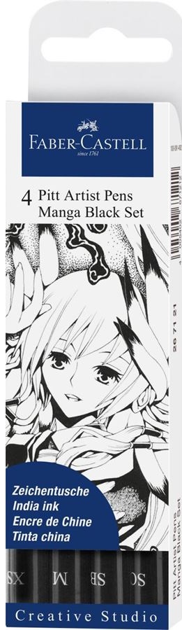 Set de markere Faber-Castell Pitt Artist - Pentru desen manga, 4 piese