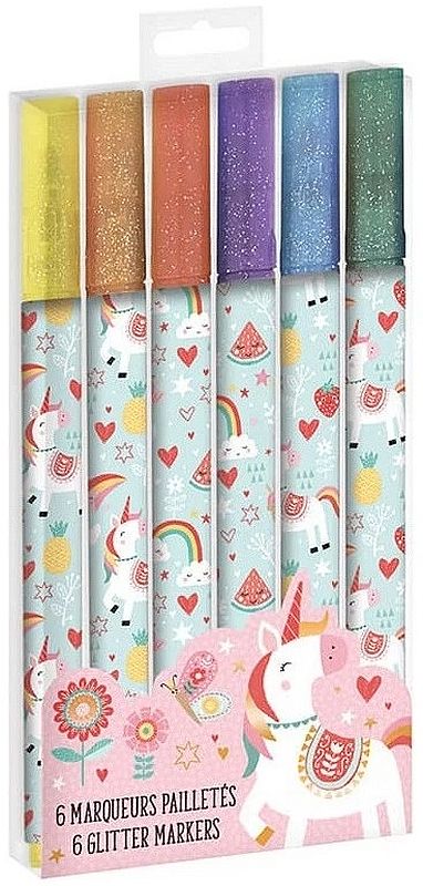 Set markere Janod - Unicorn, 6 buc, strălucitoare
