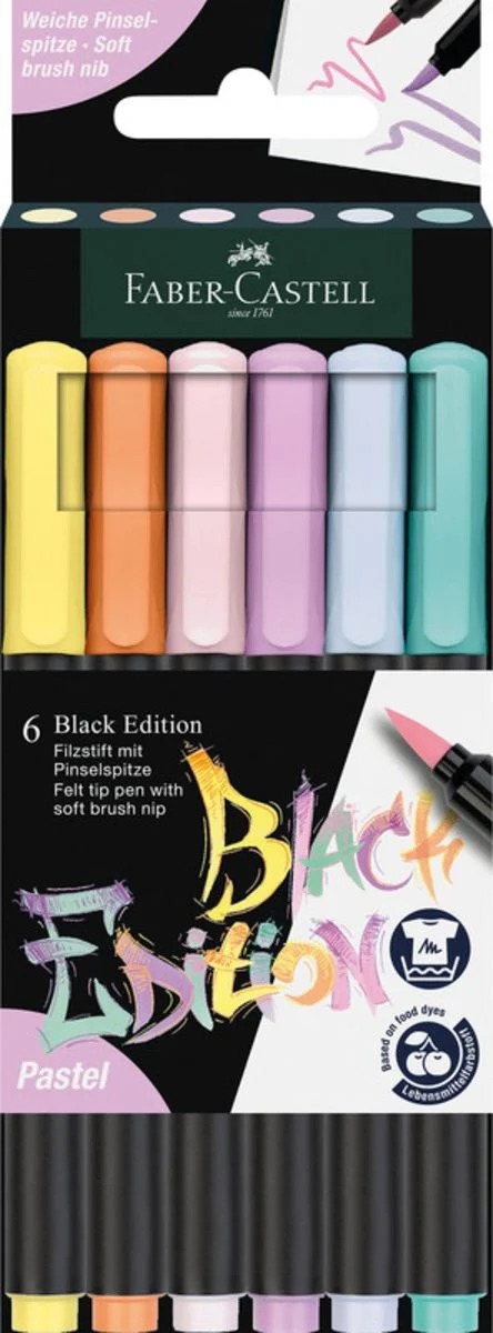 Set 6 carioci. Brush Pens. Pastel black edition - imagine 2