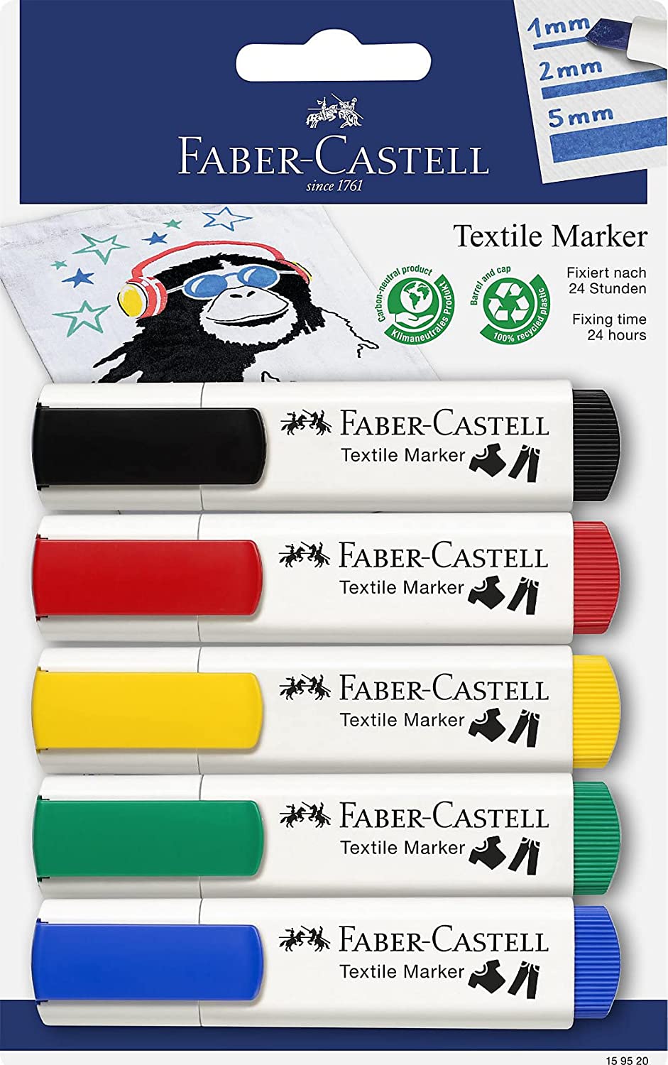 Set markere textile Faber-Castell - 5 culori