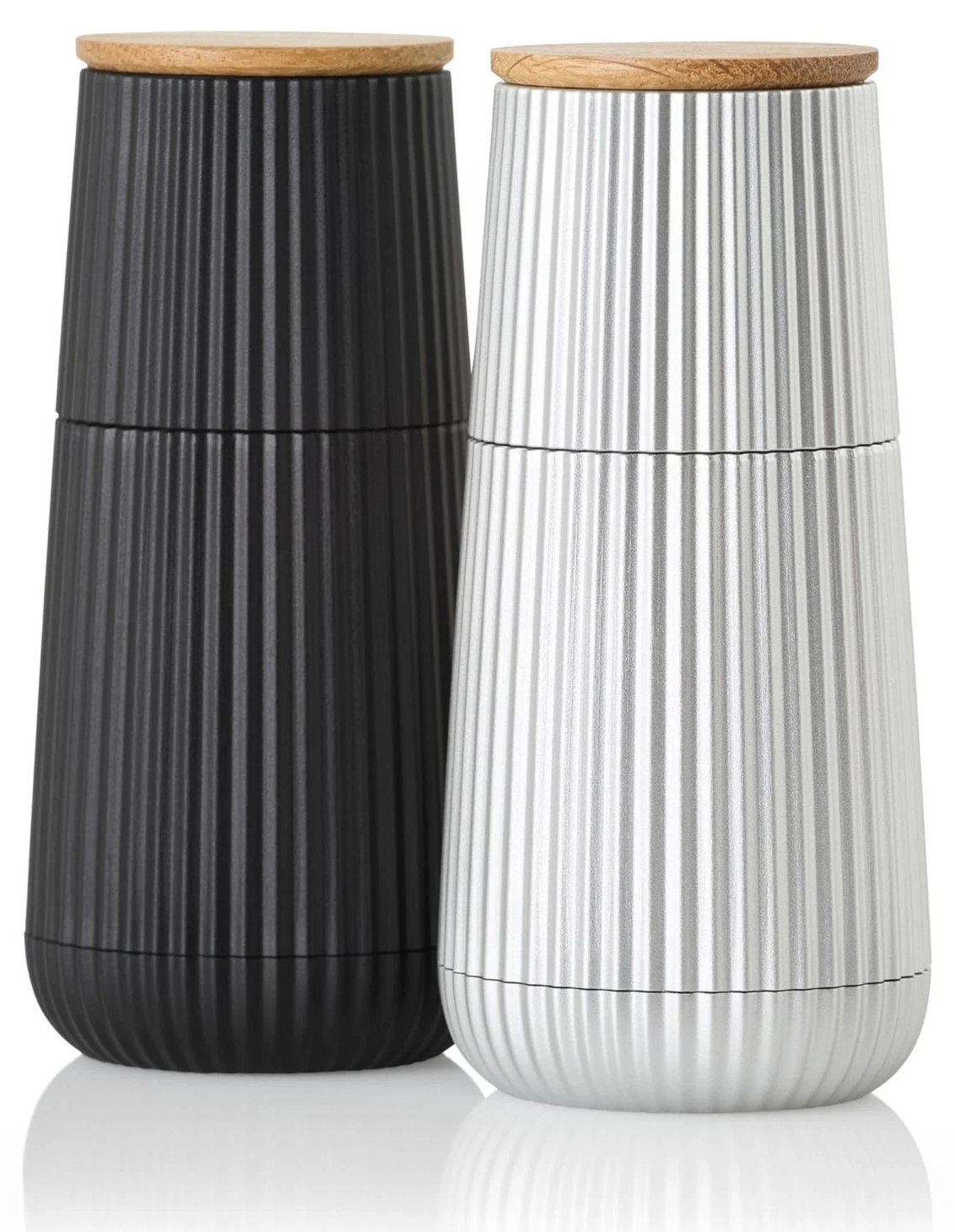 Set de râșnițe pentru sare și piper AdHoc - Scape, 12 cm, negru/argintiu
