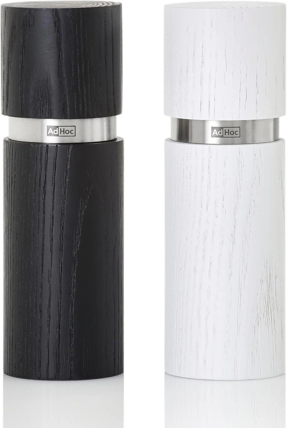 Set de râșnițe pentru sare și piper AdHoc - Textura, 15 cm, alb-negru