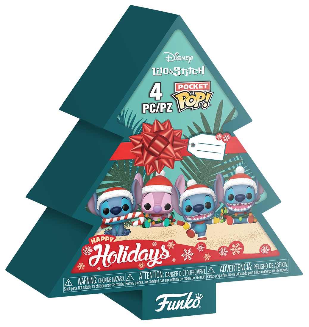 Set de figurine mini Funko Pocket POP! Disney: Lilo & Stitch (Holiday) - 4 Pack