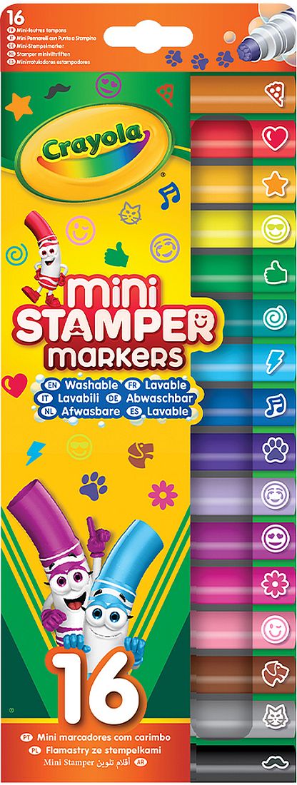 Set mini markere cu ștampile Crayola - 16 culori