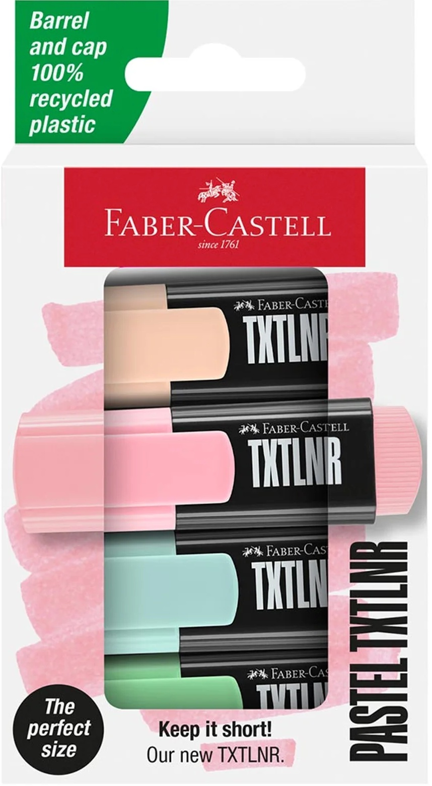Set mini markere text Faber-Castell TXTLNR - Pastel, 4 culori