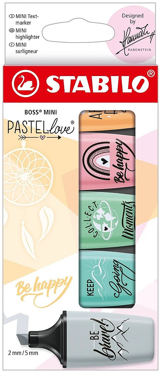 Set de mini markere de text Stabilo Pastel Love - 5 culori