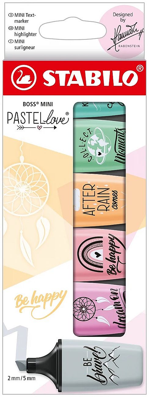 Set de mini markere de text Stabilo Pastel Love - 6 culori