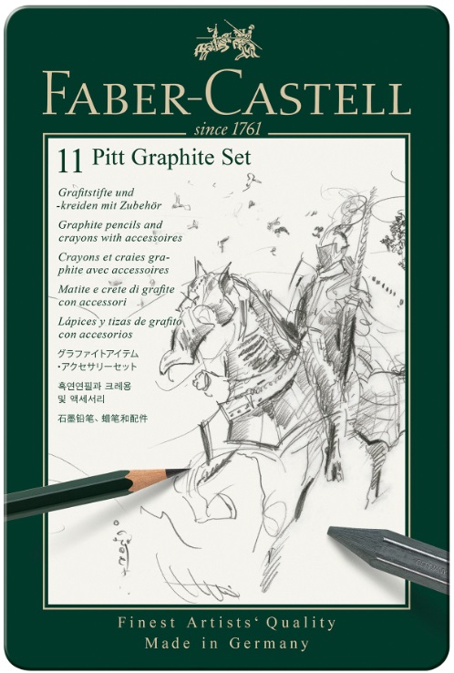 Set de creioane Faber-Castell Pitt Graphite - 11 bucăți, în cutie metalică