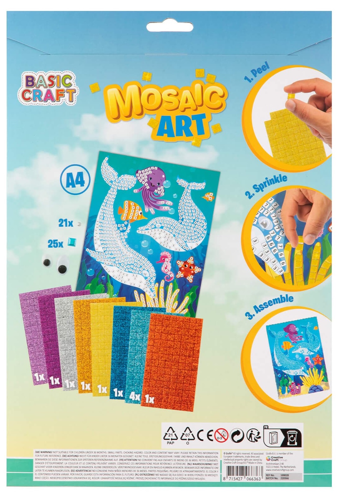 Set de mozaic cu mărgele Grafix - Dolphin, A4