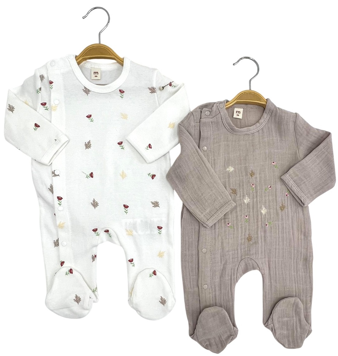 Set de salopete tip romper Minisse - 3-6 luni, bej