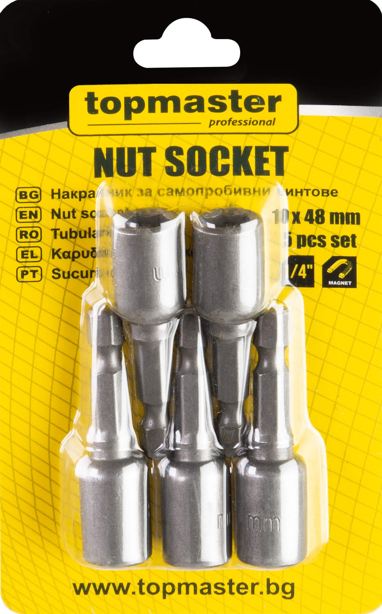 Set de capete pentru șuruburi autofiletante Top Master - Pro, 5 buc, 10 x 48 mm, 10/100