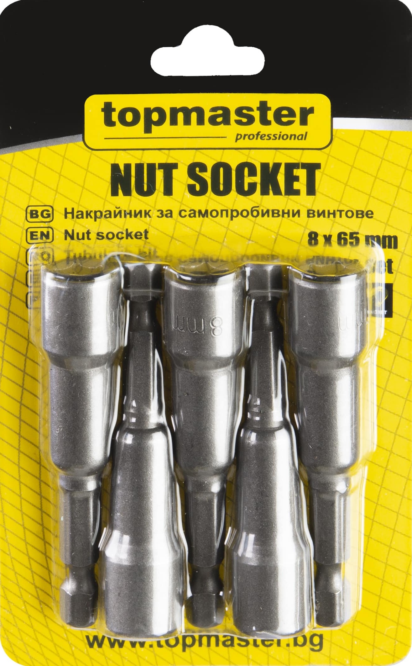 Set de capete pentru șuruburi autofiletante Top Master - Pro, 5 buc, 8 x 65 mm, 10/100