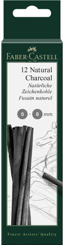 Faber-Castell Pitt set cărbune natural - 12 bucăți, 5-8 mm