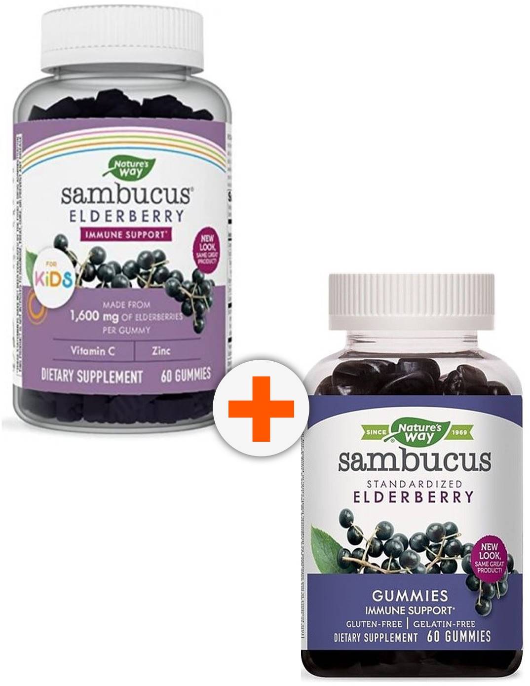 Sambucus Set pentru copii și adulți, 2 x 60 tablete, Nature's Way