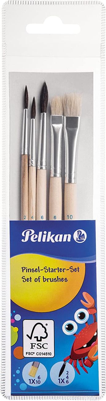 Set pensule pentru pictură rotunde și plate Pelikan Starter – 5 bucăți
