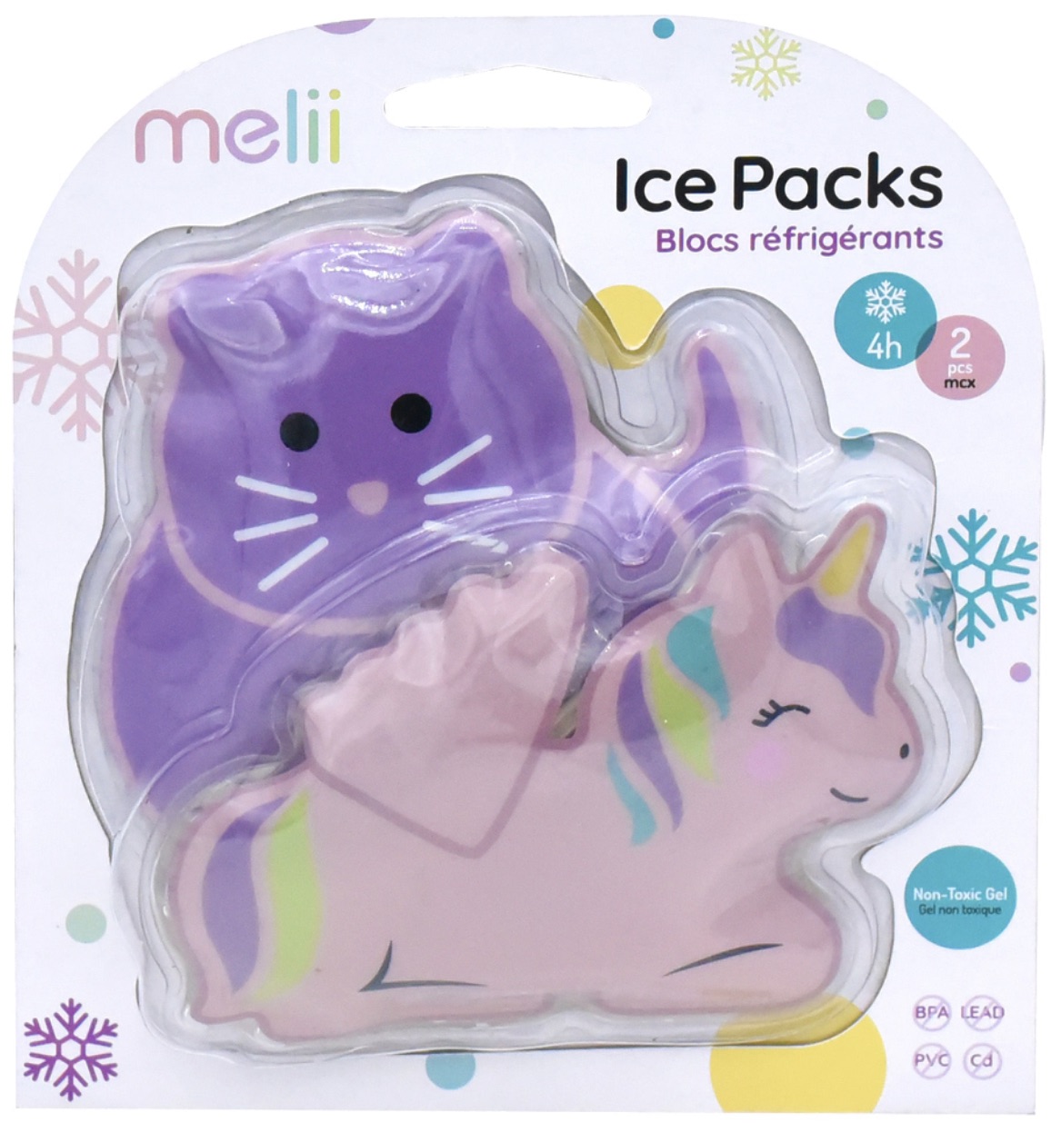 Set răcitor pentru sac termic Melii - Unicorn și pisoi, 2 buc.