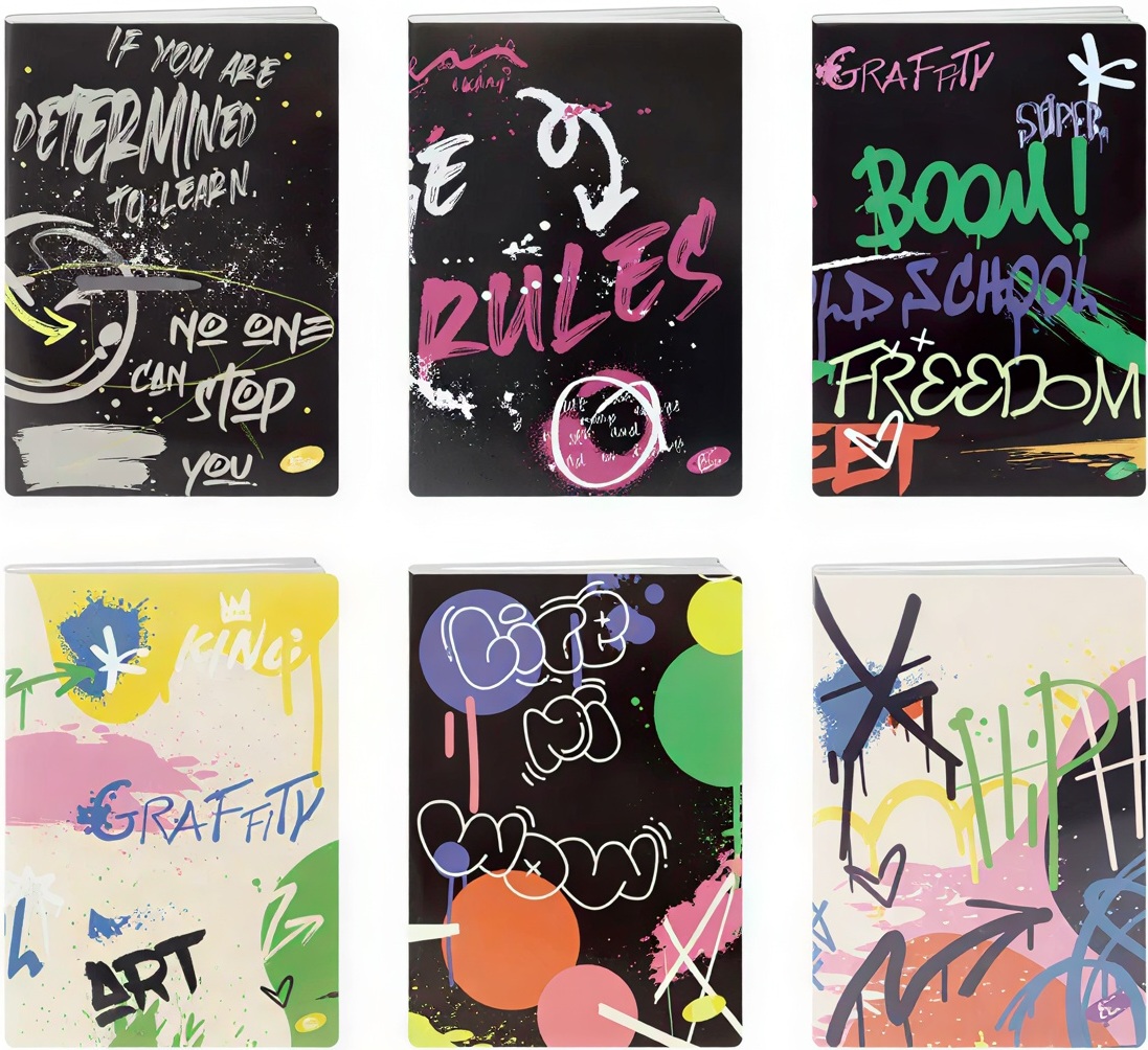 Set de 10 caiete Elisa Grafiti - A4, 62 foi, rânduri largi, sortiment