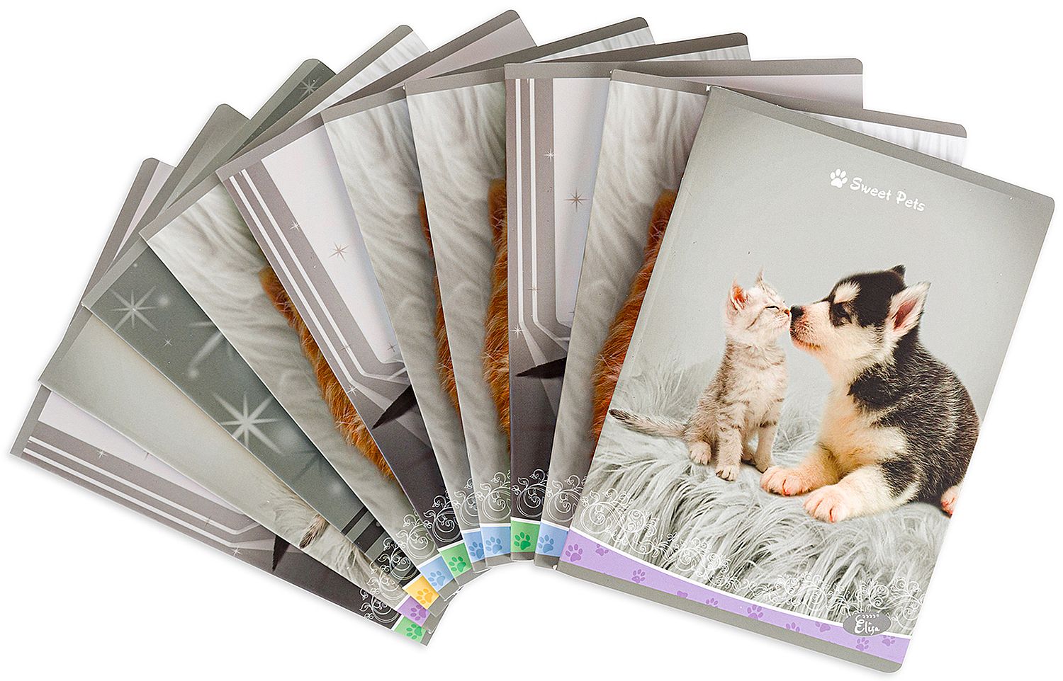 Set de 10 caiete Elisa Sweet Pets - A5, 62 de foi, sortiment