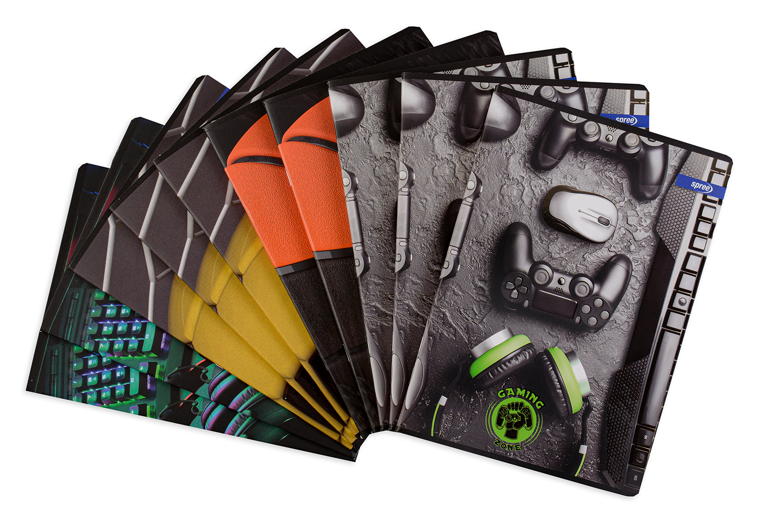 Set de 10 caiete Spree Games - A5, 62 de coli, linii largi