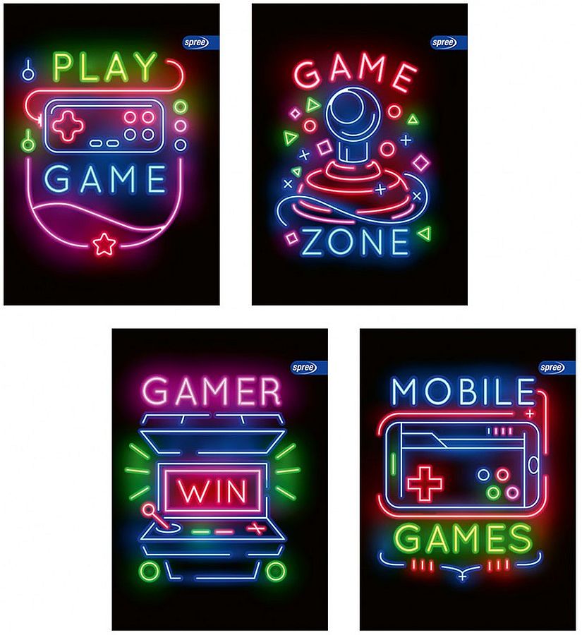 Set 10 caiete Spree Neon Games - A5, 62 file, randuri late