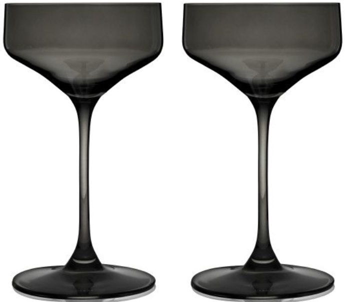 Set de 2 pahare de cocktail coupe Viski - Nouveau, 192 ml, gri fumuriu