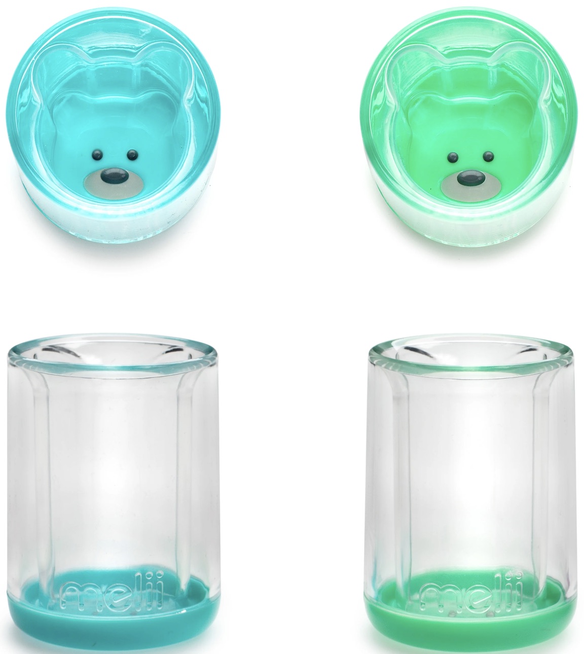 Set de 2 pahare Melii - Albastru și verde, 145 ml